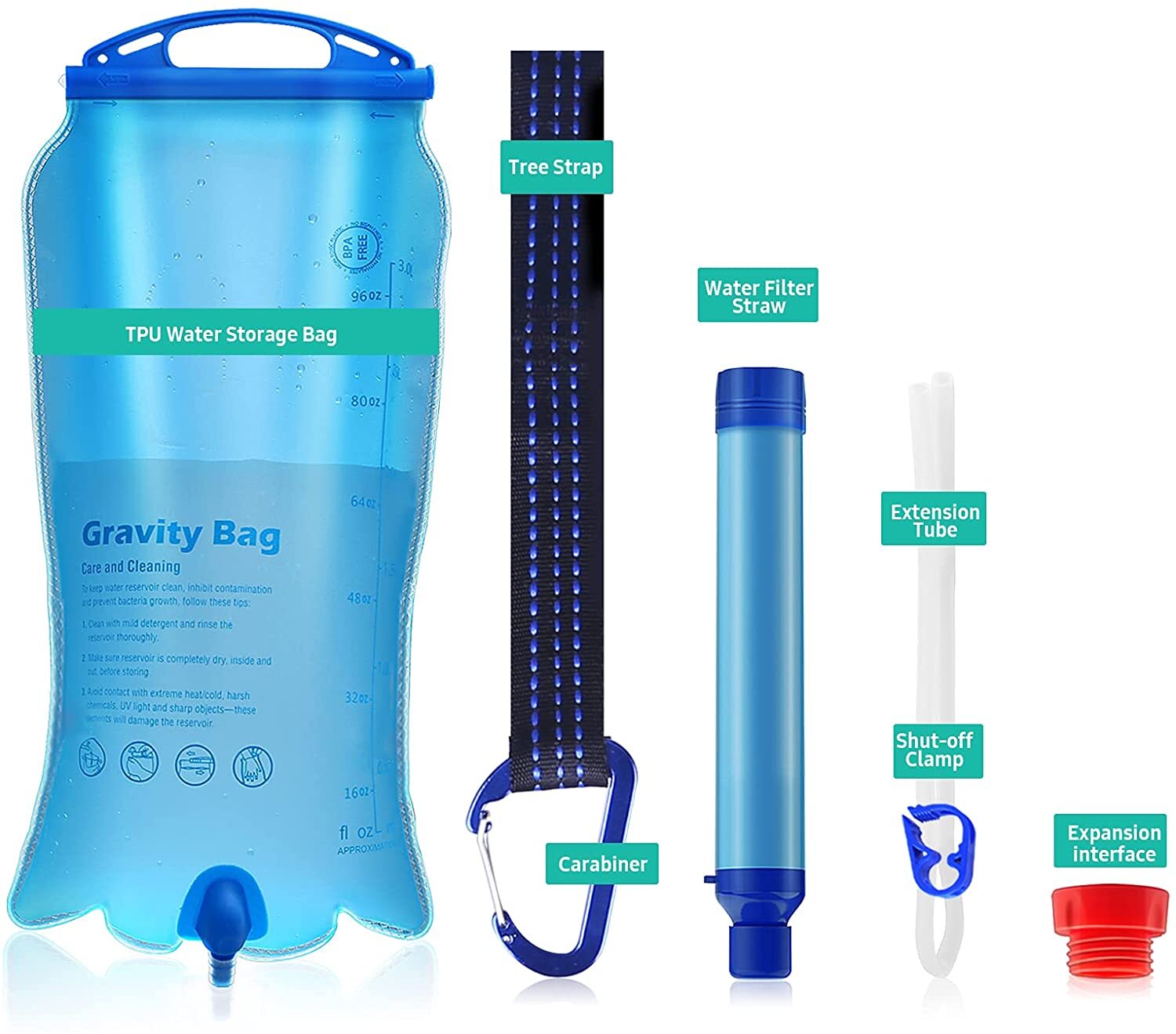 Gravity Water Filter Straw, Camping Water Filtration System|Water Purifier Straw