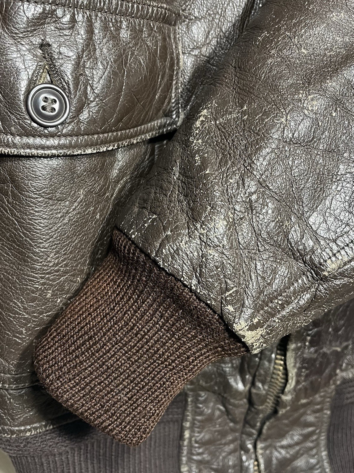 Korean War Era US Navy G-1 Leather Flight Jacket Theatre Made Patch Bomber