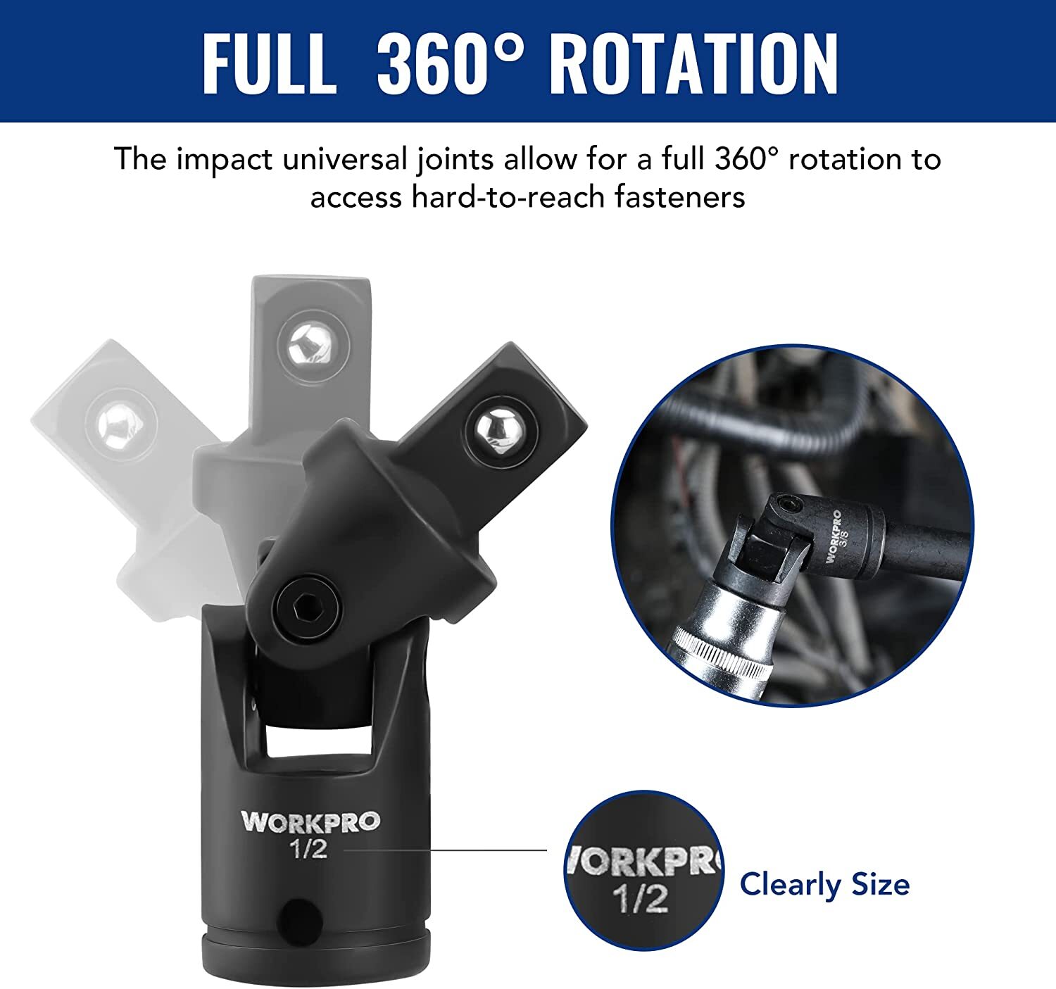 WORKPRO 18PCS Drive Tool Accessory Set 1/4"3/8''&1/2''Drive Corrosion-resistant