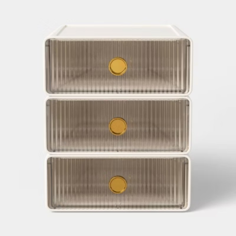 Small Stackable Drawers Set of 3 Cream