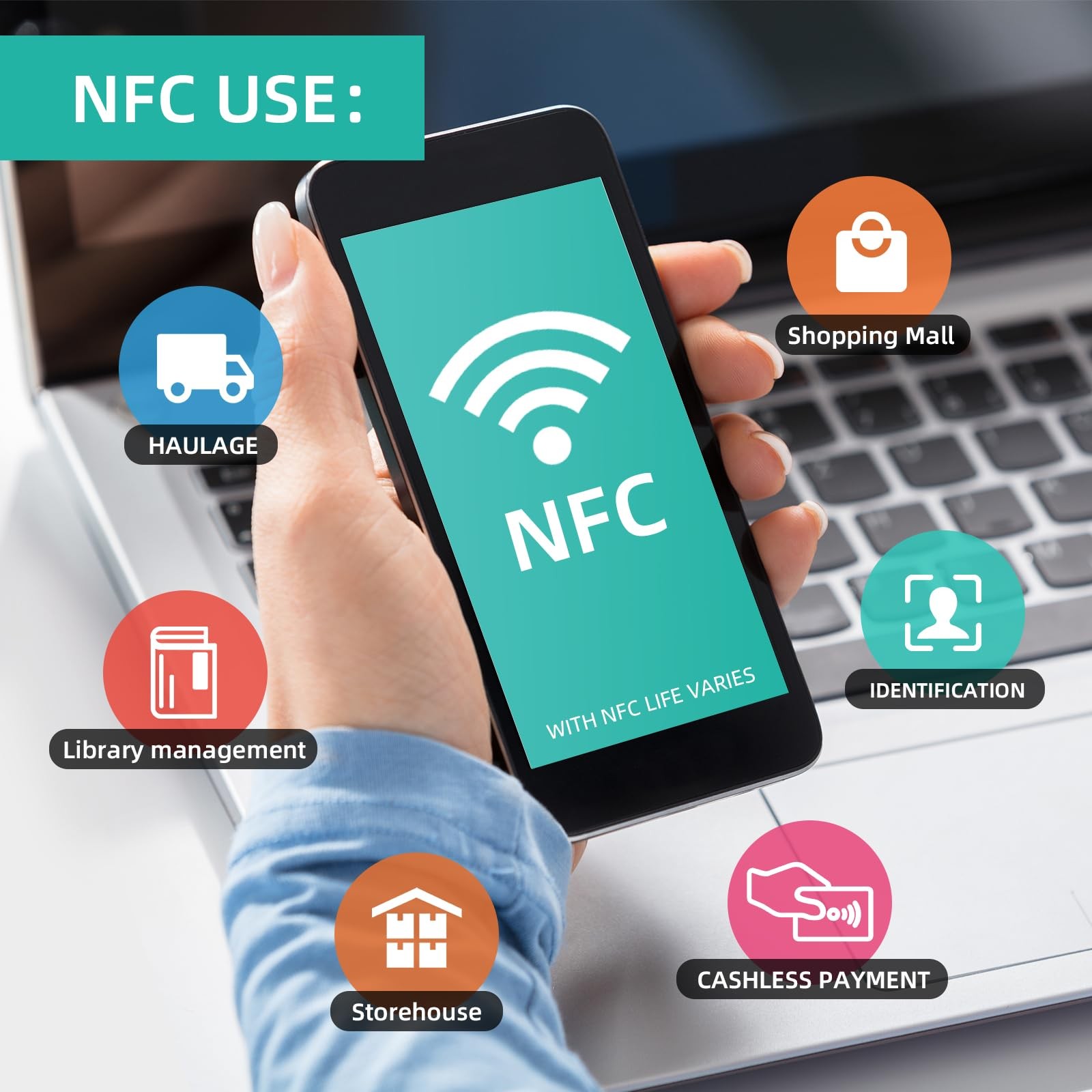 NFC Tags Sticker with Tag213 Blank Chips NFC Stickers Adhesive Labels RFID Ta...