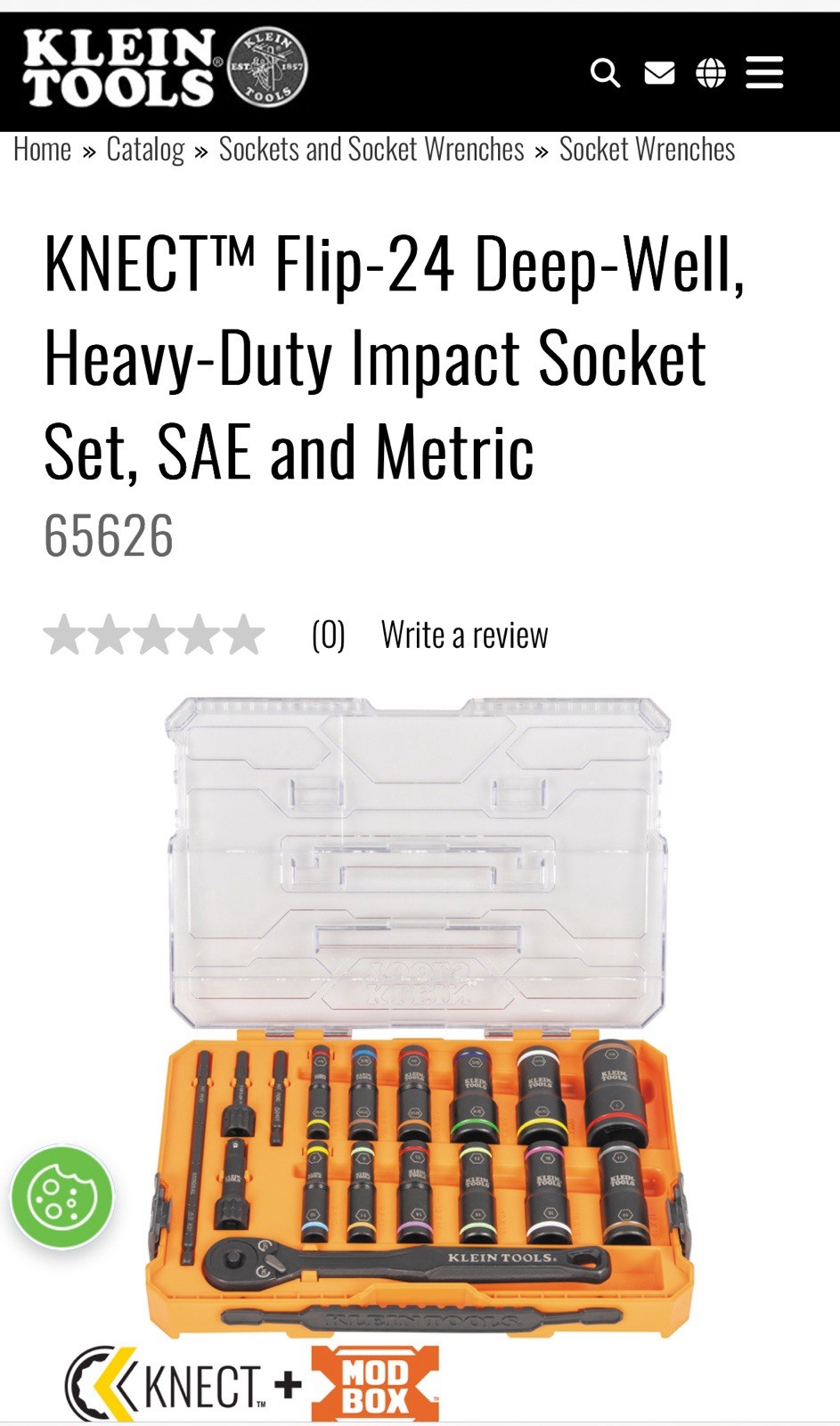 Klein Tools 65626 Flip-24 Deep-Well Heavy-Duty Impact Socket Set SAE/Metric NEW