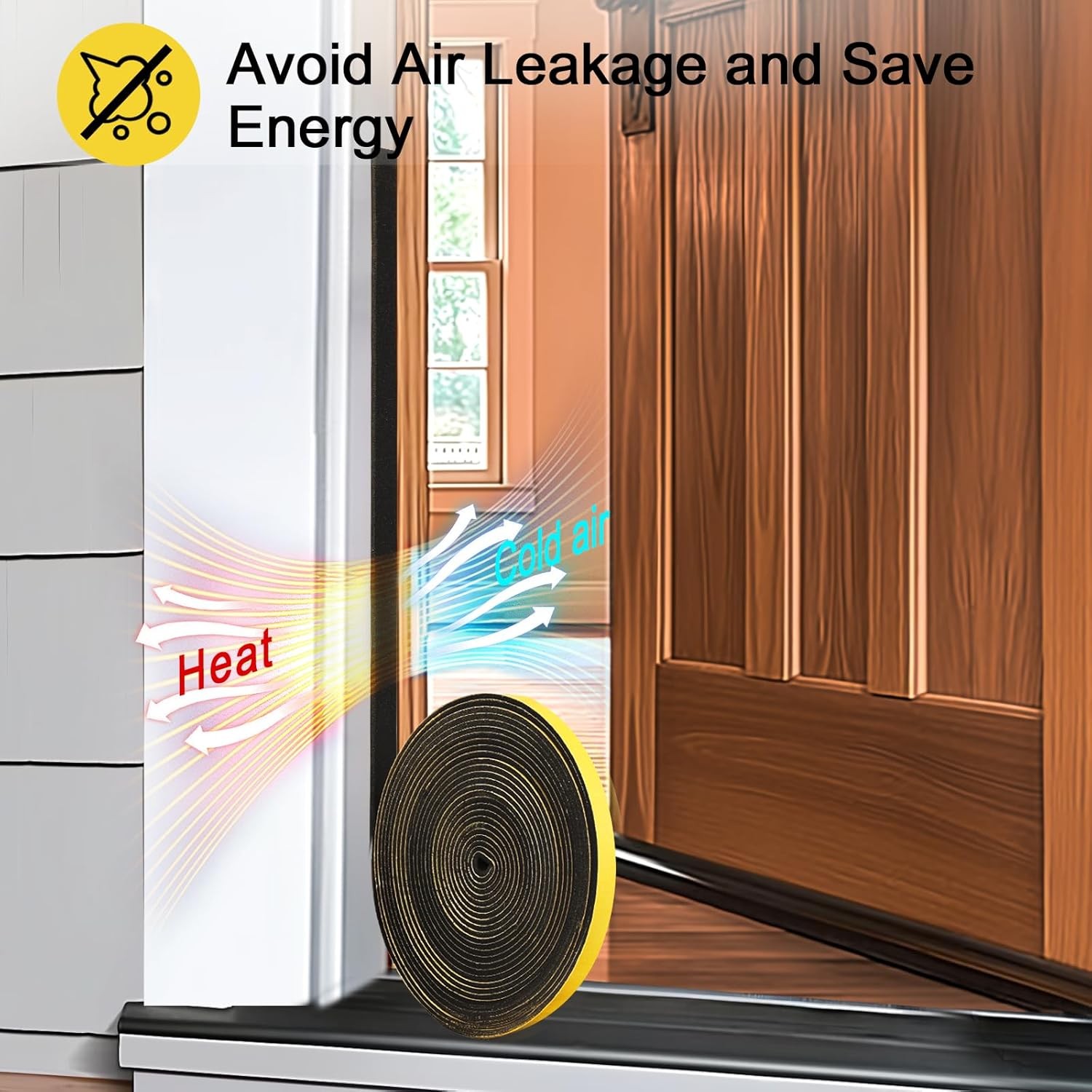 Weather Stripping Door Seal Strip,Black Weatherproof Foam Tape Insulation for