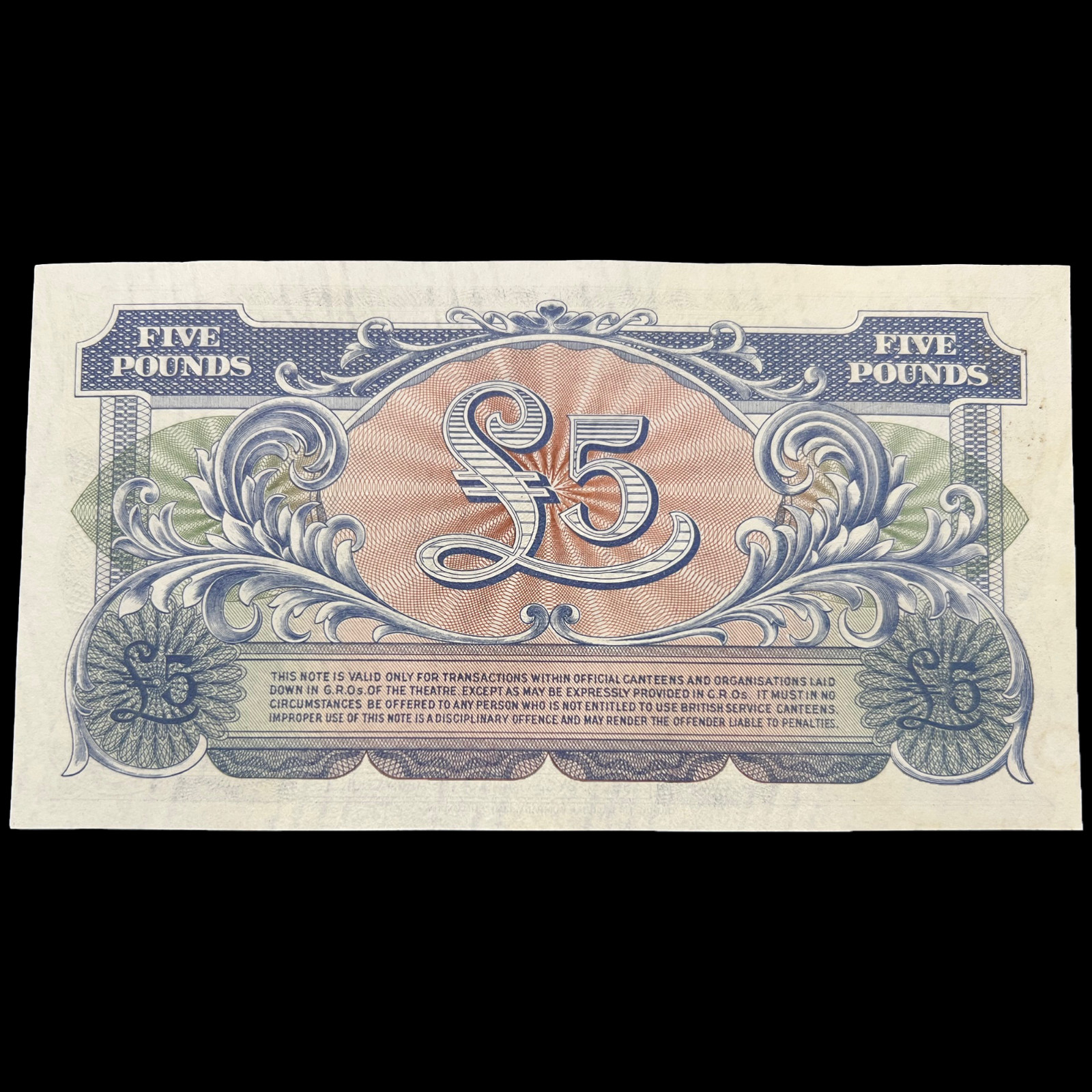 1948 British 5 Pound Armed Forces Banknote Special Voucher WW2 WWII War Money