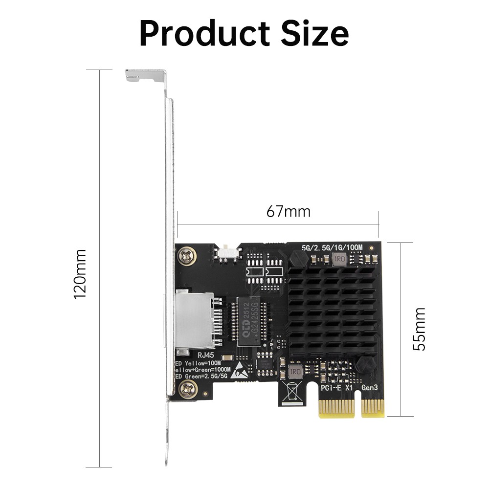 5Gb Base-T Network Card Realtek RTL8126 Controller 5G PCIe Ethernet Adapter NIC
