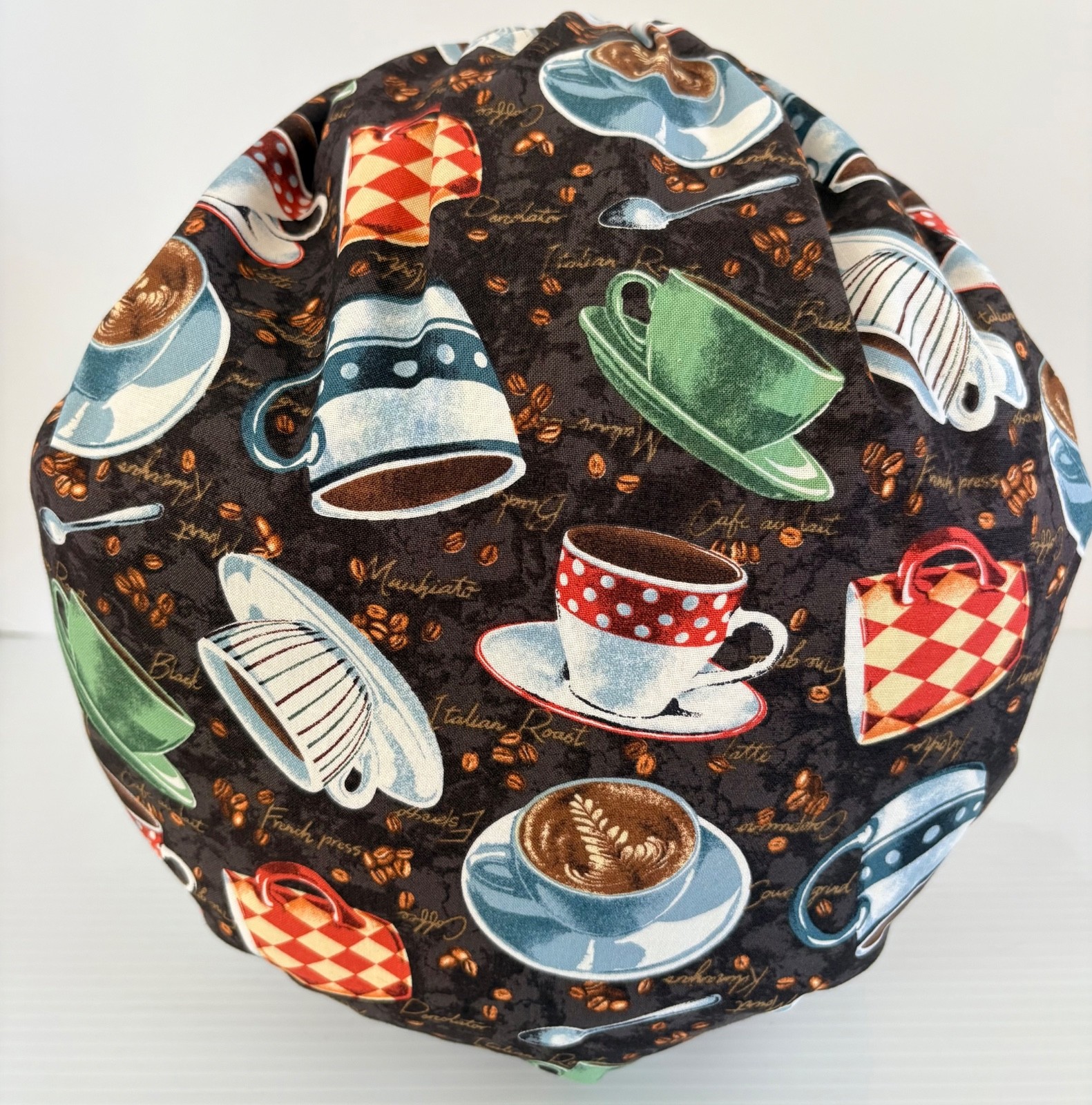 Coffee Themed Print Size Large Medical Bouffant Scrub Cap Surgery Hat