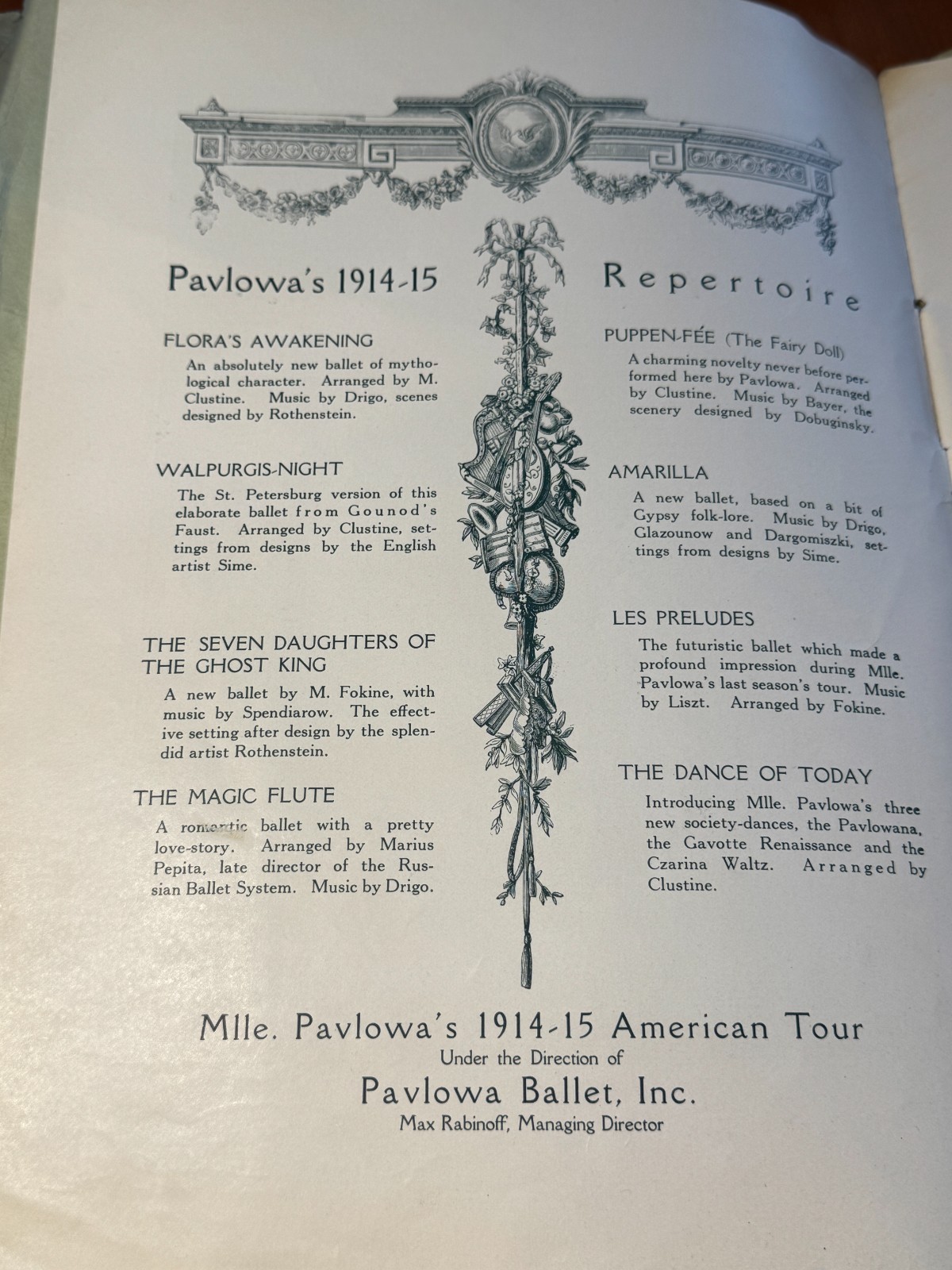 RARE! Ballet Legend ANNA PAVLOWA (Pavlova) Early 1900s Souvenir Program