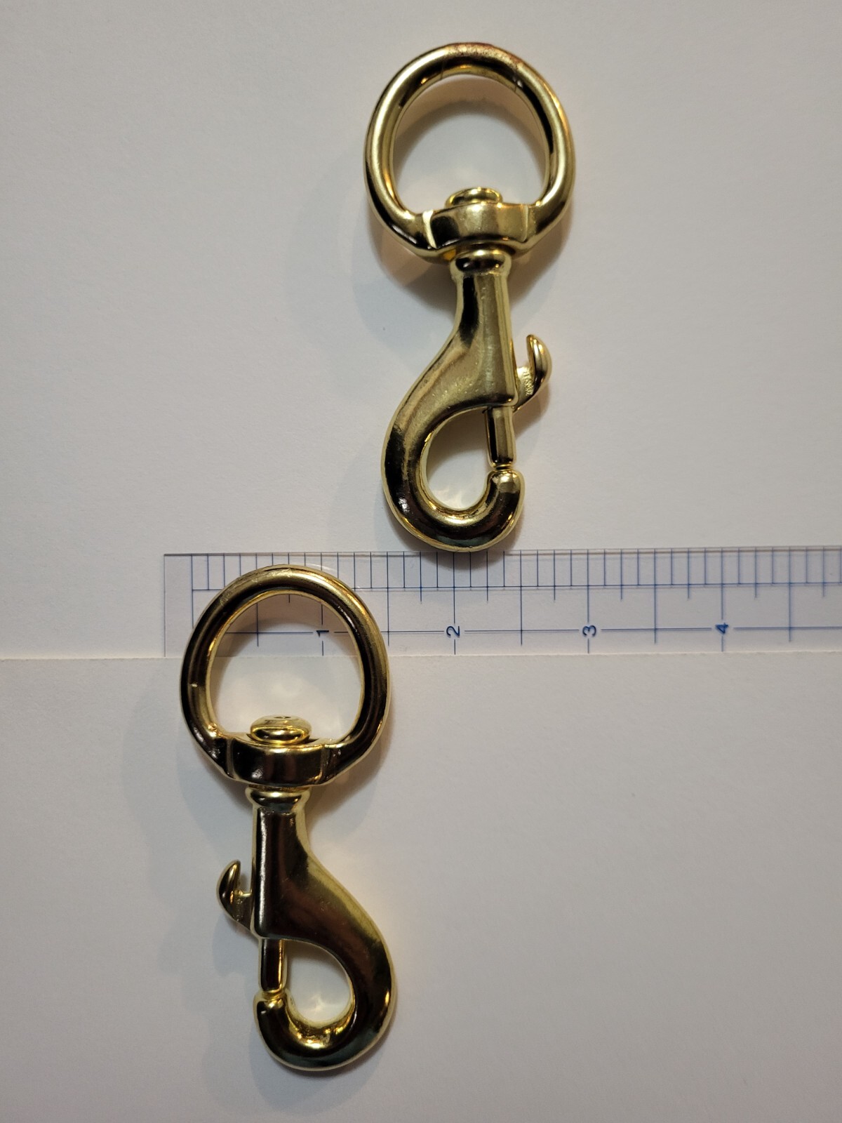 3 5/8" Heavy Duty Solid Brass Swivel Eye Snap Large 1" round Eye (2 Pack) SWL 96