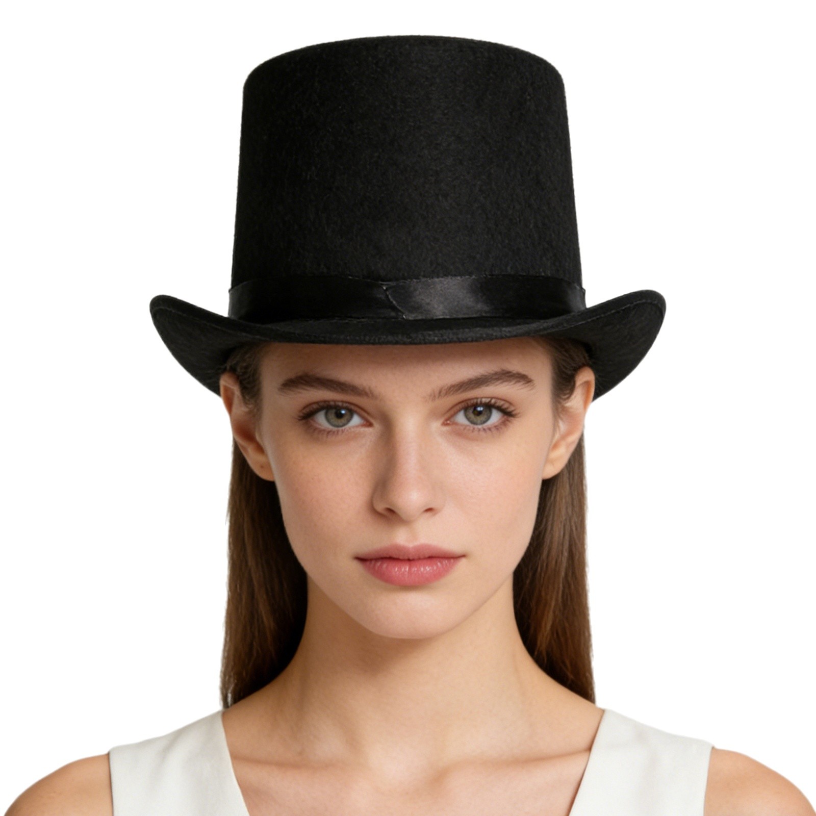 1Pcs High Top Hat Rolled Brim Solid Color Top Cap Tuxedo Magician Gentlemen Hat