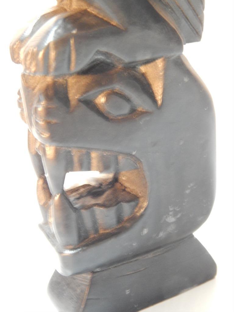 VINTAGE 9" GENUINE ARGILLITE HAIDA INDIAN NW COAST CANADA TOTEM POLE MODEL - A+