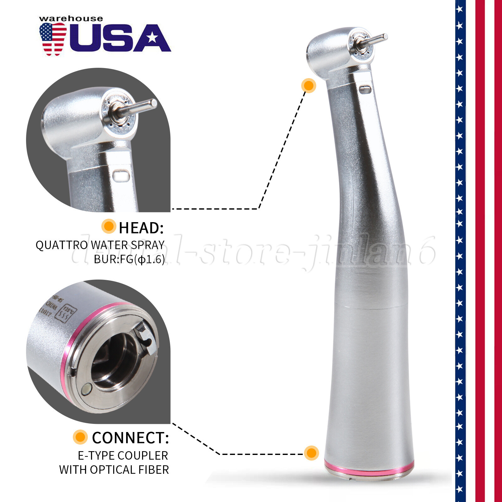 NSK Style Dental Brushless LED Electric Micro Motor 1:1 1:5 1:4.2 Handpiece USA