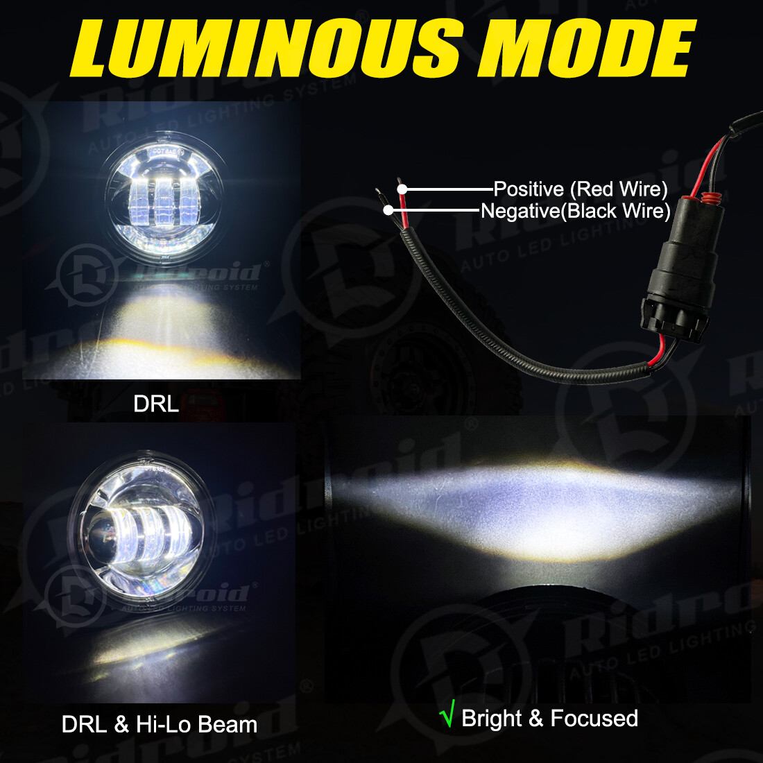 7" inch LED DRL Headlight + Passing Lights For Harley Davidson Touring Road King