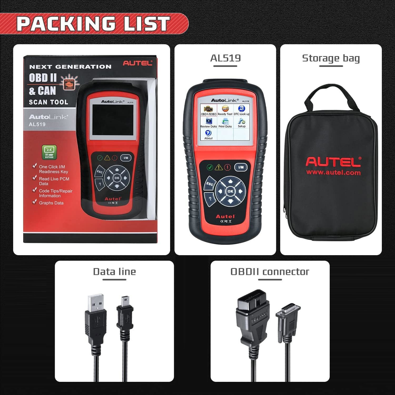 2025 Autel AutoLink AL519 OBD2 Scanner Car Diagnostic Code Reader Up from AL319