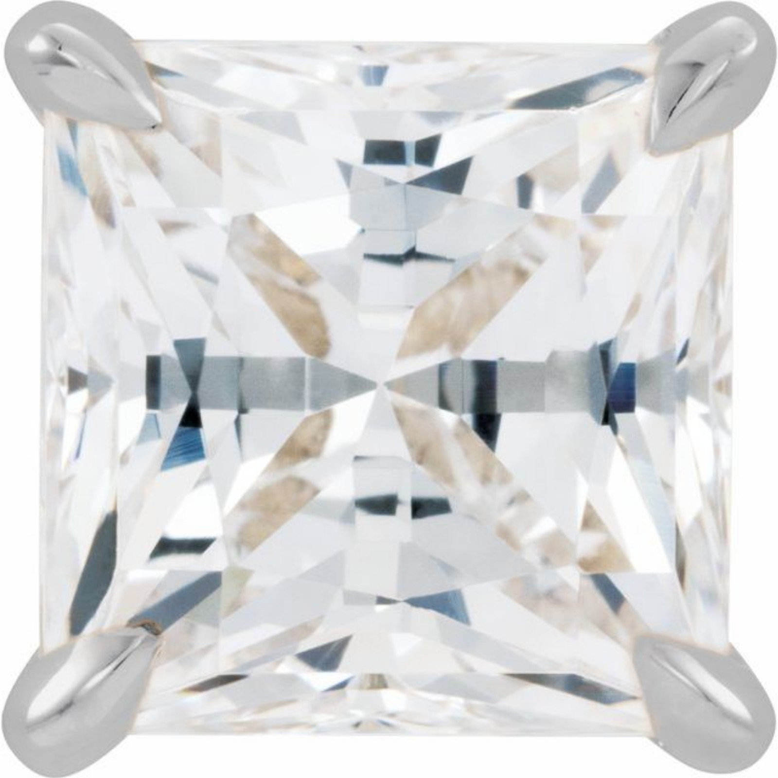 6mm Square Princess Cut CLAW Pre Notched 14k White Gold Basket 4 Prong Setting