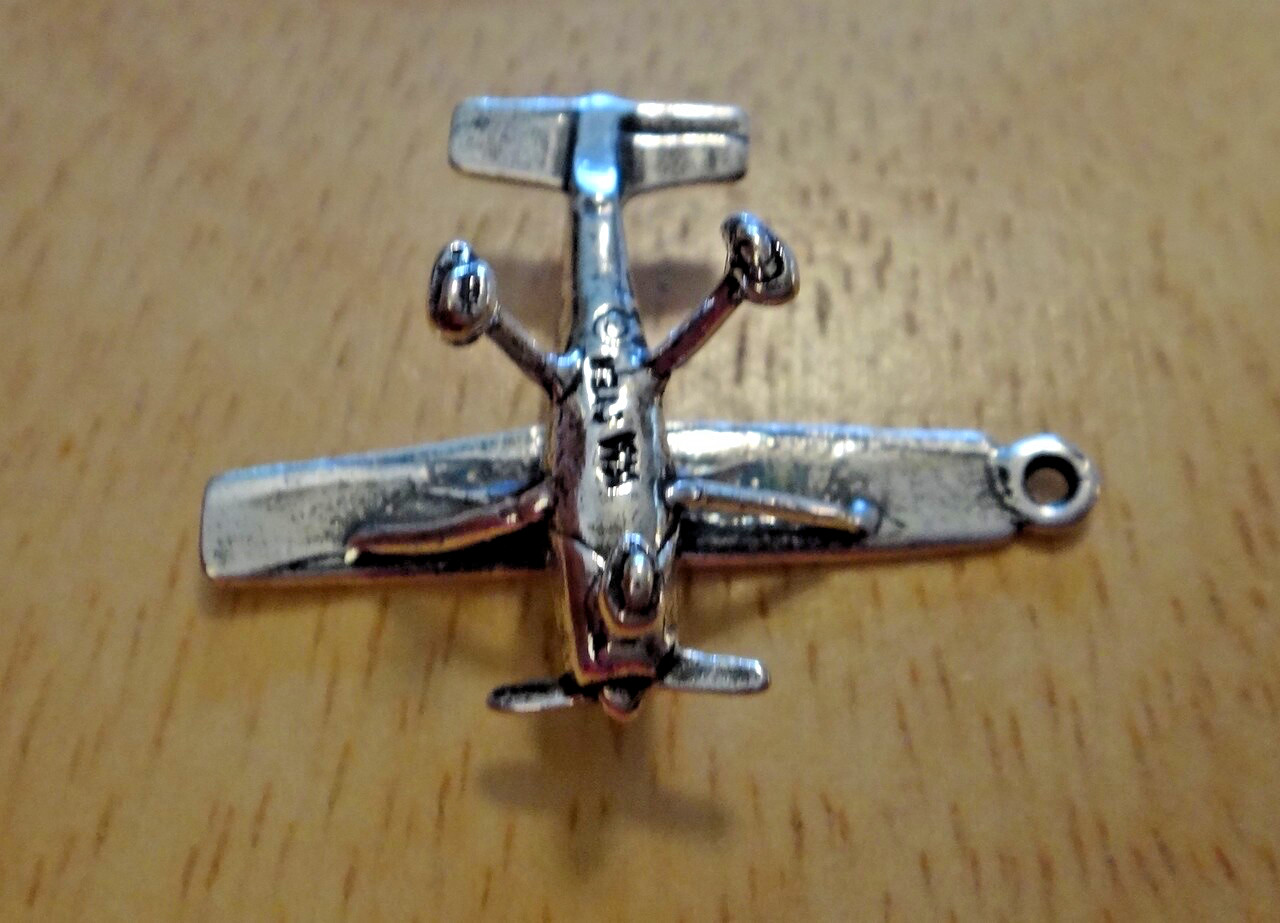 3D 28x23mm Cessna Airplane Travel Sterling Silver Charm