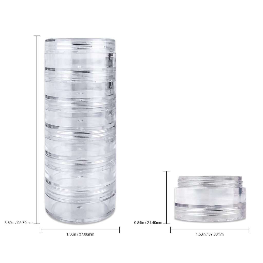 12-Piece 10g/10ml Acrylic Stackable Clear Round Jars Set
