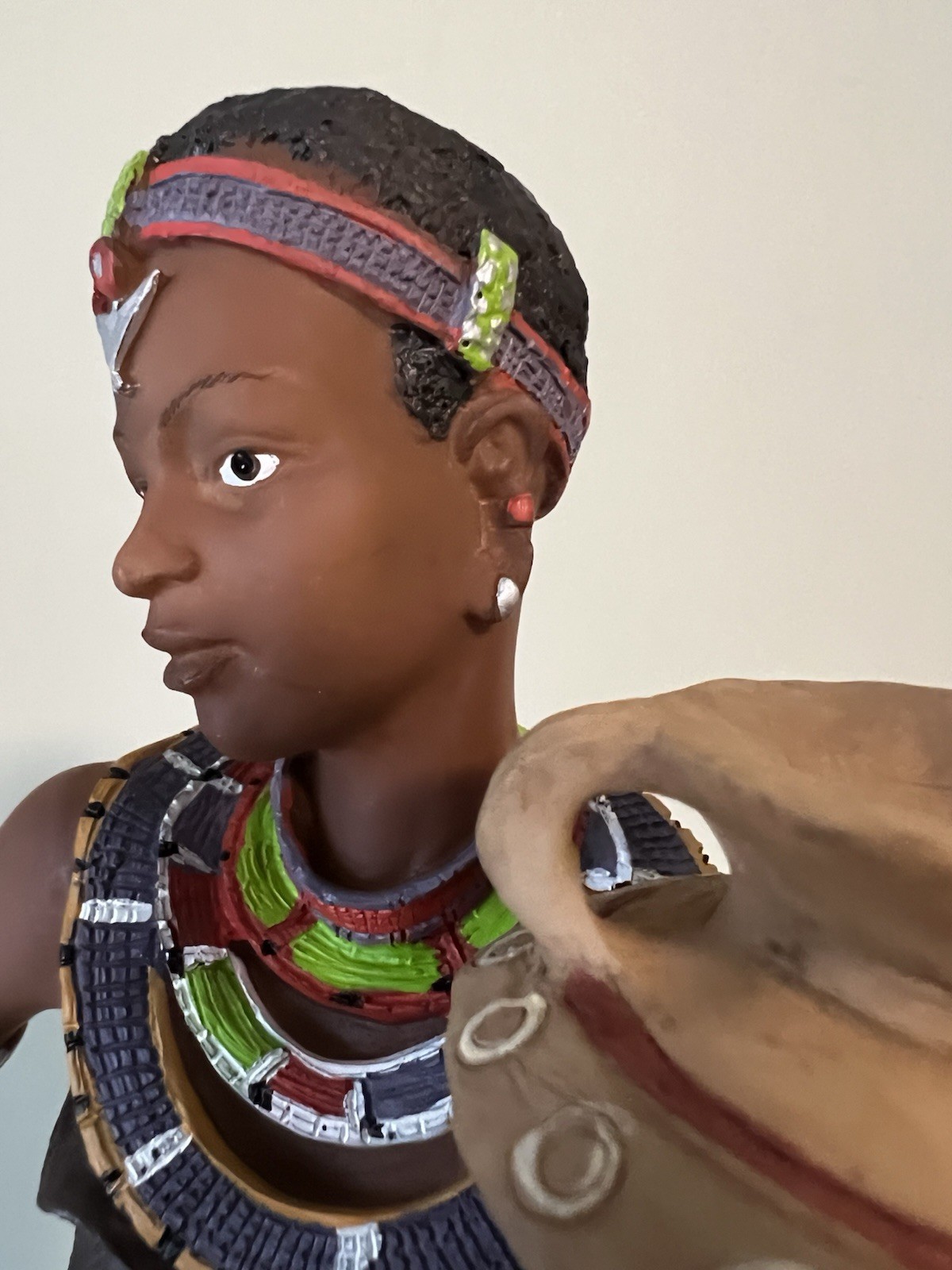 African Maasi Tribe Woman 16” Rare Resin Figure Sculpture Native Decor Statue