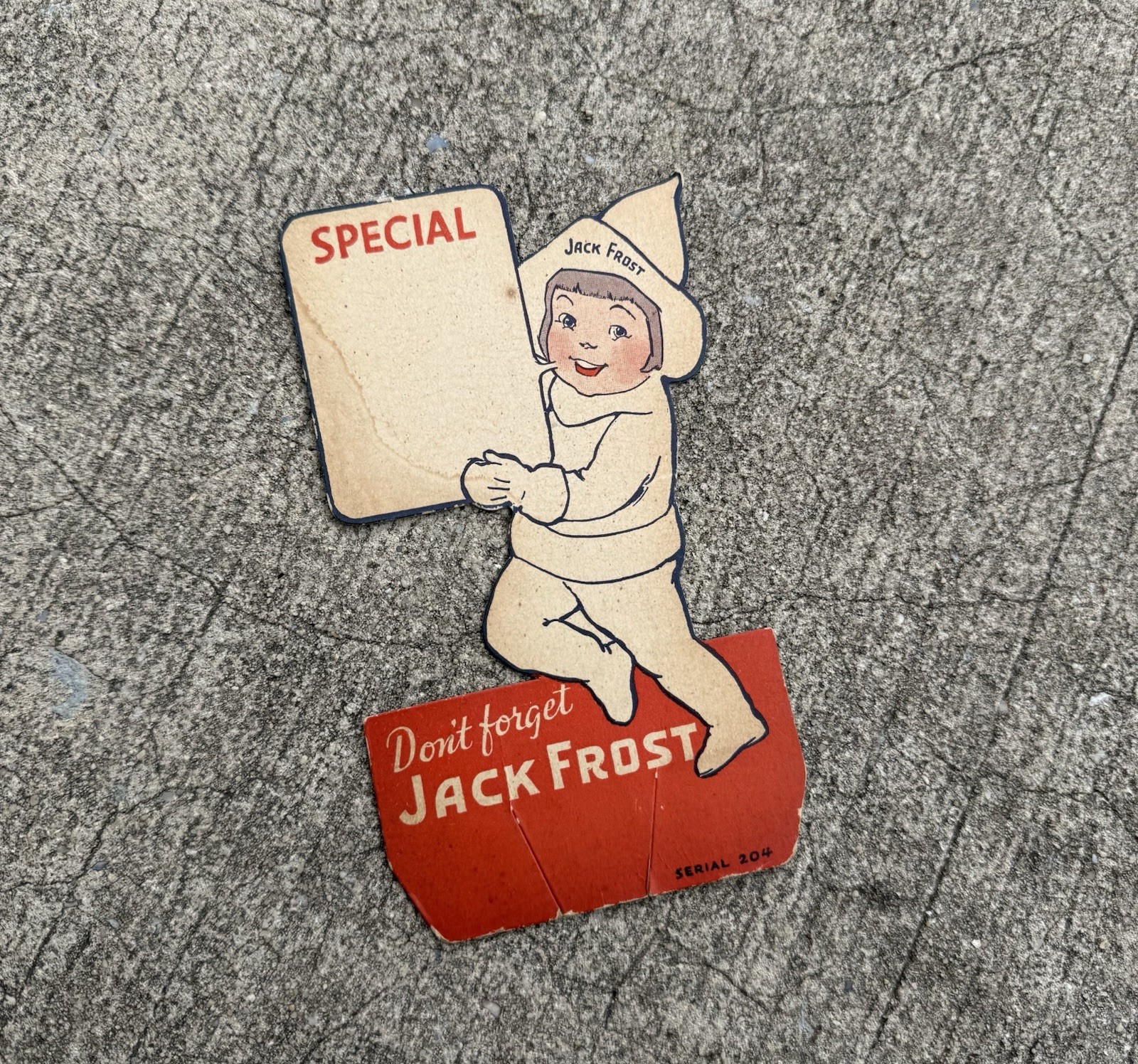 Jack Frost Bottle Insert/topper Soda Advertising Cardstock