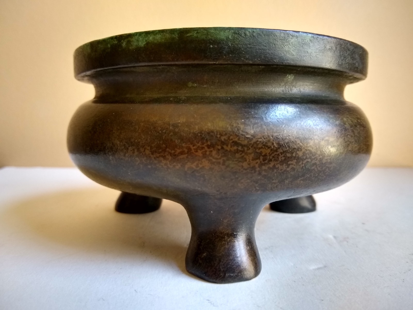 Antique Chinese QING Dynasty Bronze Censer marked ZHENWAN. 17th-18th Century.