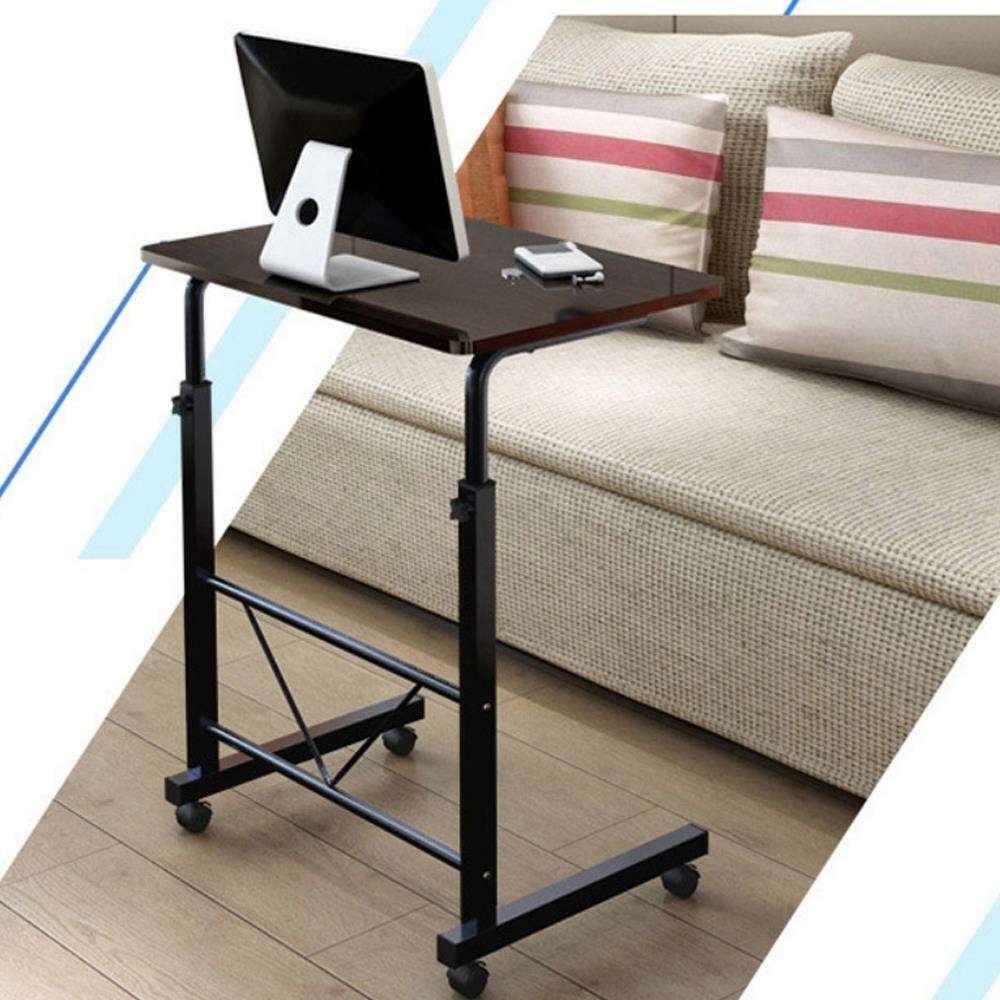 Height Adjustable Rolling Laptop Desk Over Sofa Bed Notebook Table Stand Black