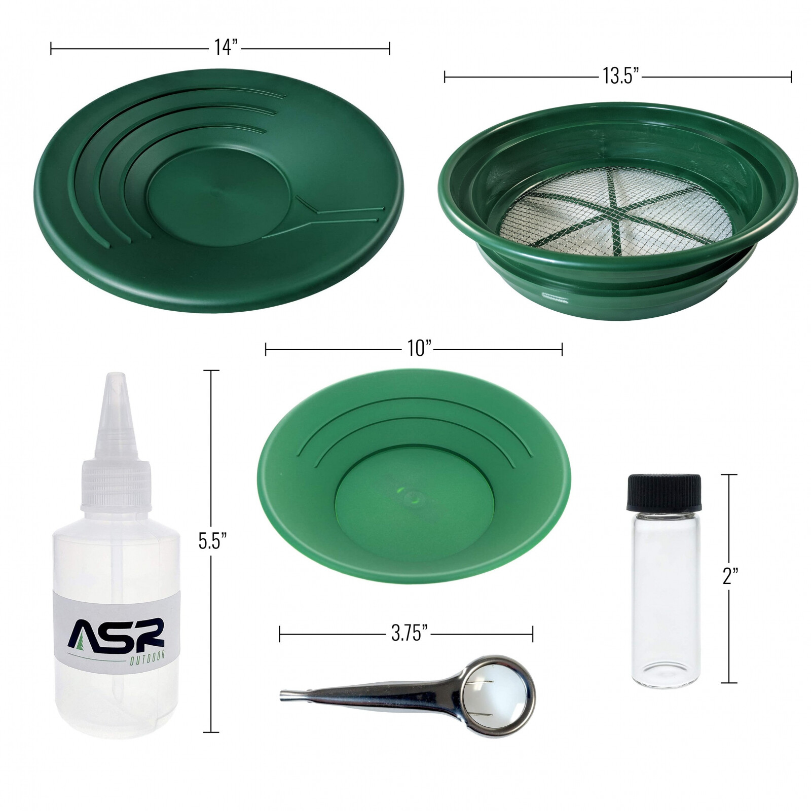 ASR Outdoor 7 Piece Complete Gold Panning Kit | Sifters Classifiers Accessories