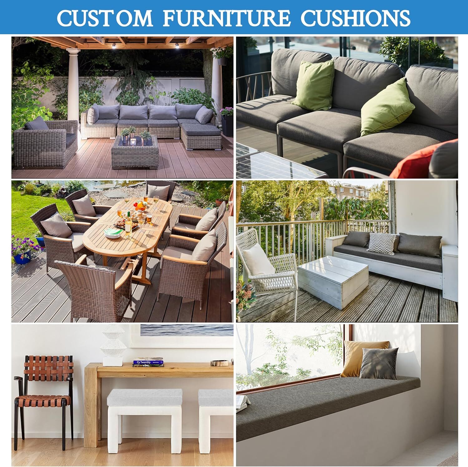 4 Inches Thick Custom Size Bench Cushion for Patio Furniture/Chair/Window Seat