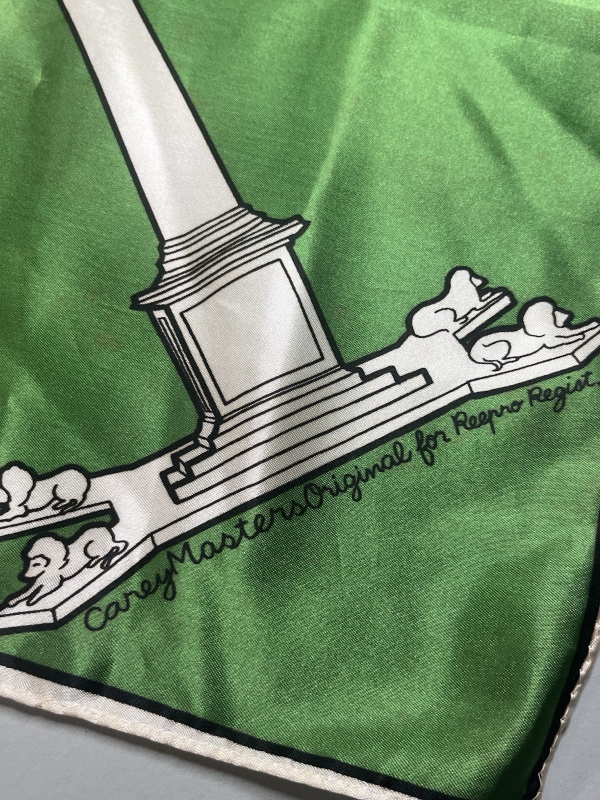 Carey Masters Scarf Vintage London Scenes Souvenir Acetate Satin, Japan, 31"