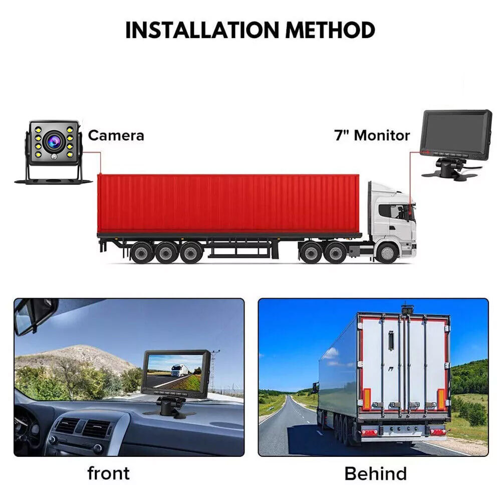 7" Monitor Rear View Backup Camera Night Vision System for RV Truck Bus VAN US