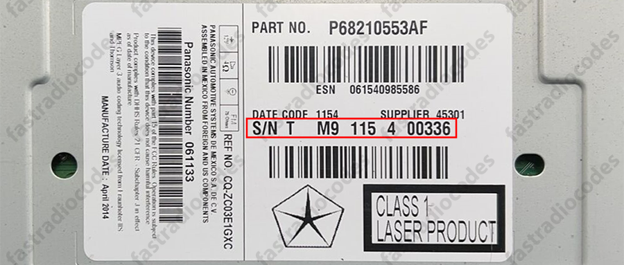 ✅CHRYSLER 200 CAR RADIO ANTI-THEFT UNLOCKING PIN CODE FOR ALL MODELS✅