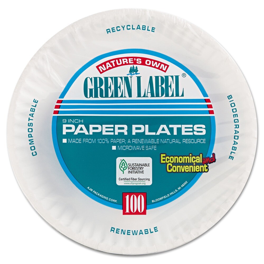 AJM Packaging Corporation PP9GRAWH 9 in. Paper Plates - White (1200/Carton) New