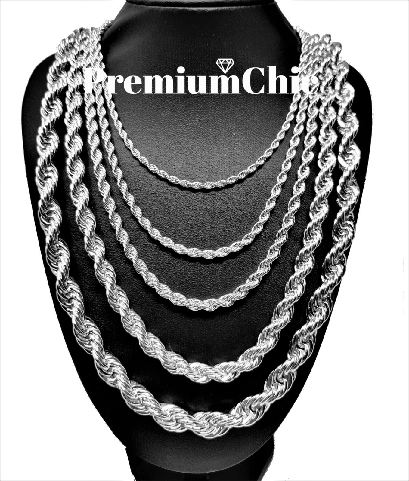 Rope Chain Necklace 3mm to 10mm 16" to 30" 14K Gold Plated Mens Hip Hop Jewelry