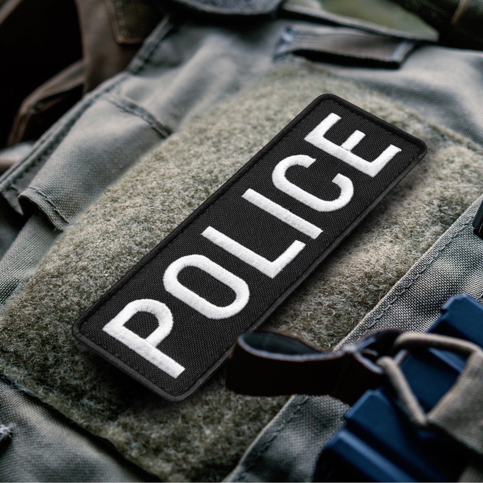 2-Piece Embroidered Police Patch for Vest, Jacket, Hook & Loop, Large & Small