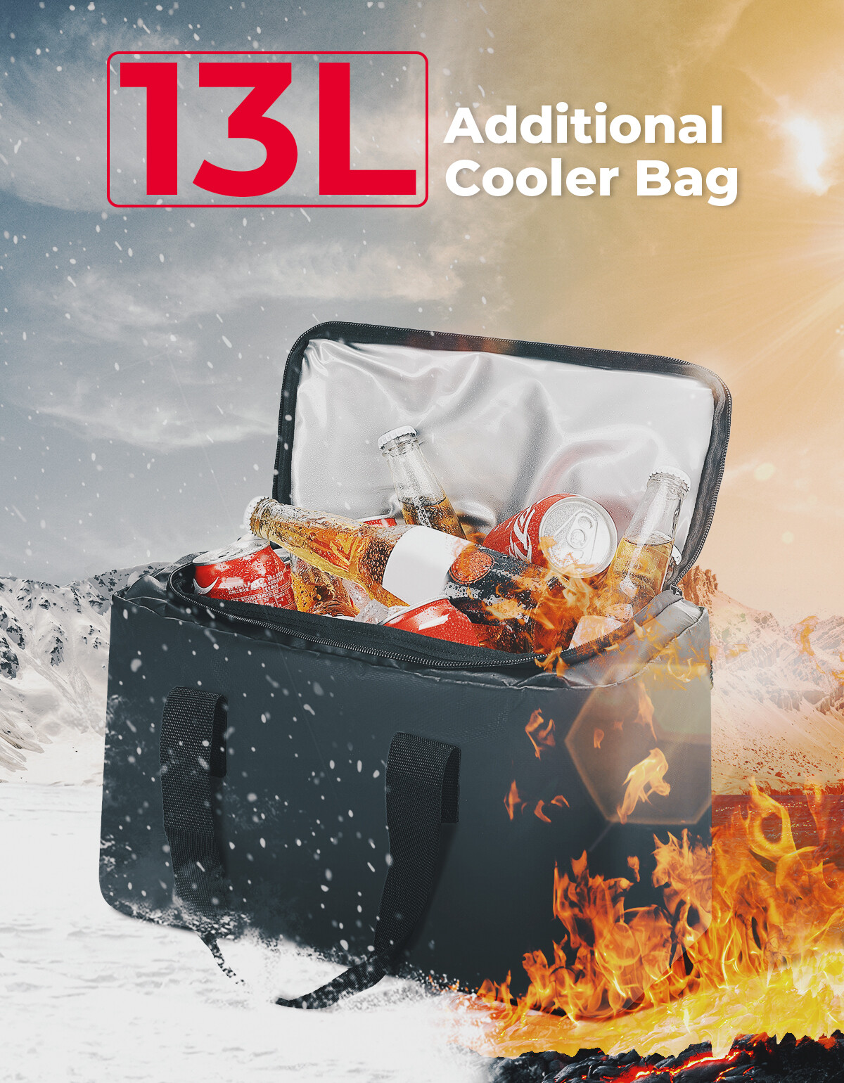 Upgraded ATV Rear Seat Rack Storage Bag w/Cushion Cooler for Polaris Sportsman