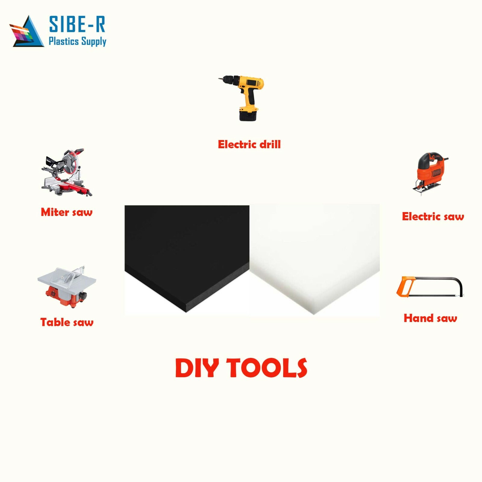 Sibe-R Plastic Supply℠ BLACK OR WHITE KING STARBOARD 1/2" POLYMER HDPE SEA^