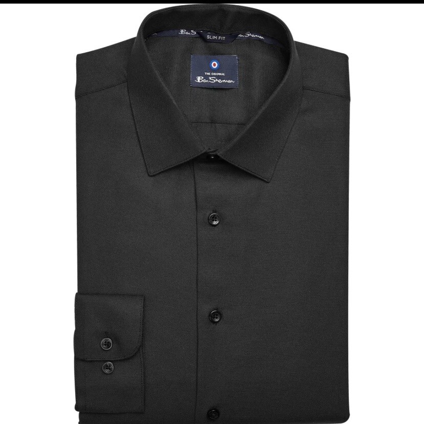 NWT Ben Sherman Slim Fit Black Button Down Dress Shirt Men’s M 15/15.5 32/33