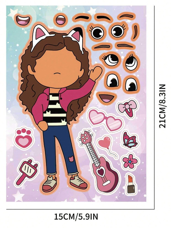 12 Pack Gabby’s Dollhouse Make A Face Stickers ⚡️U.S. Fast Shipping. Kids Fun