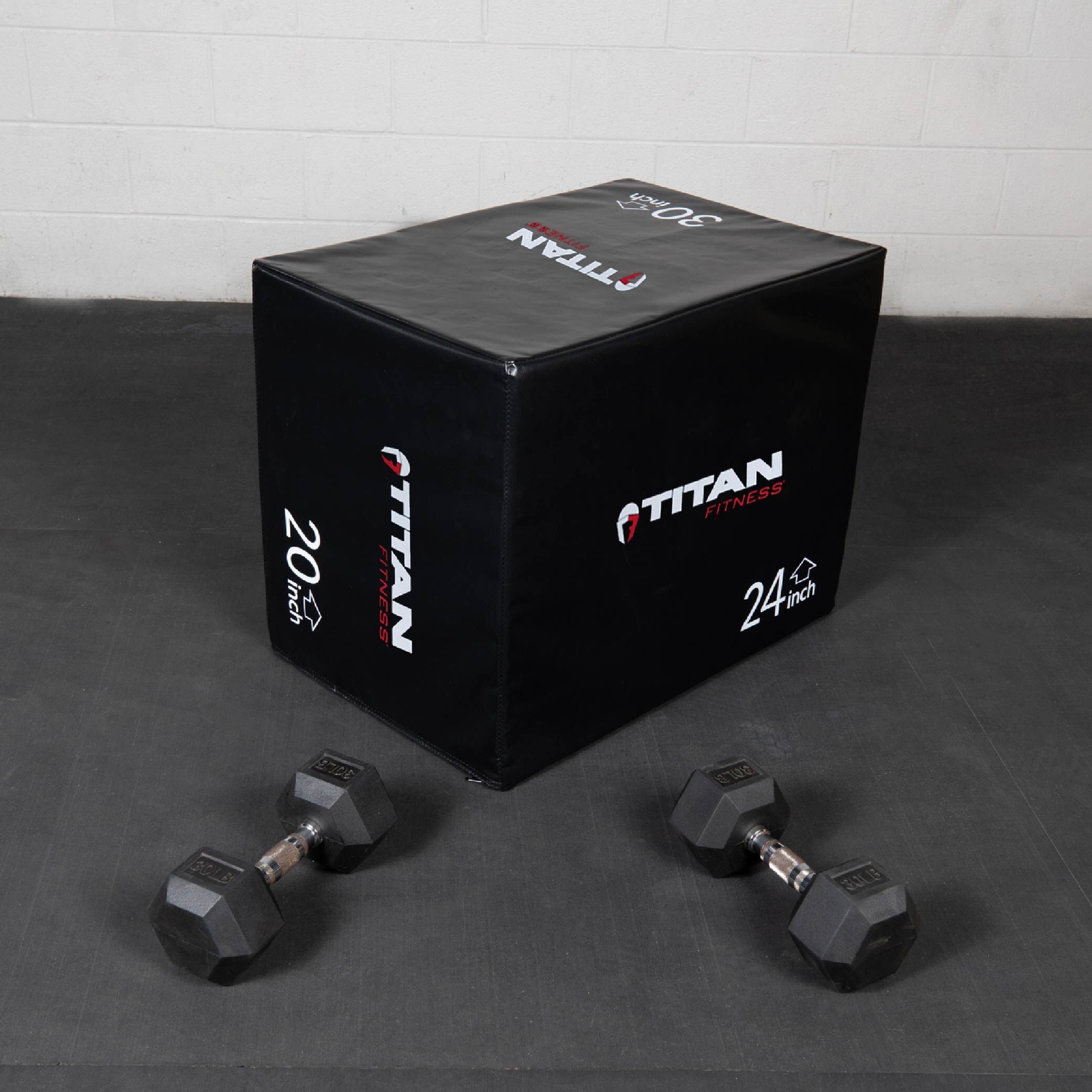 Titan Fitness Soft Foam Plyometric Box, 20in 24in 30in, 3-In-1 Pro-Duty HIIT