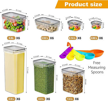 42 Pack Set Kitchen Plastic Food Containers with Airtight Lids Leak Proof