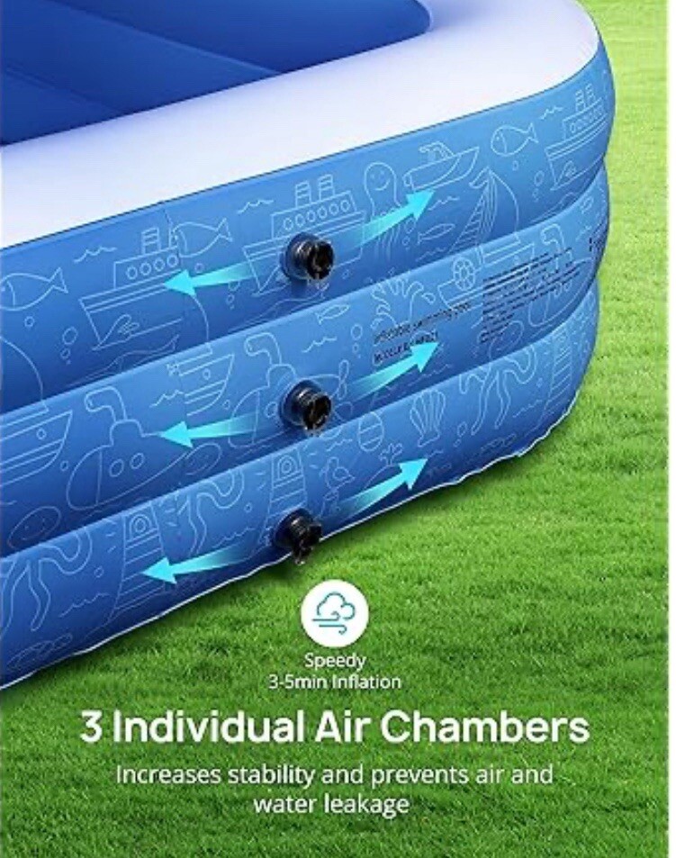 Inflatable Pool EVAJOY 118'' x 72'' x 20'' Above Ground Kiddie Pool Inflatable