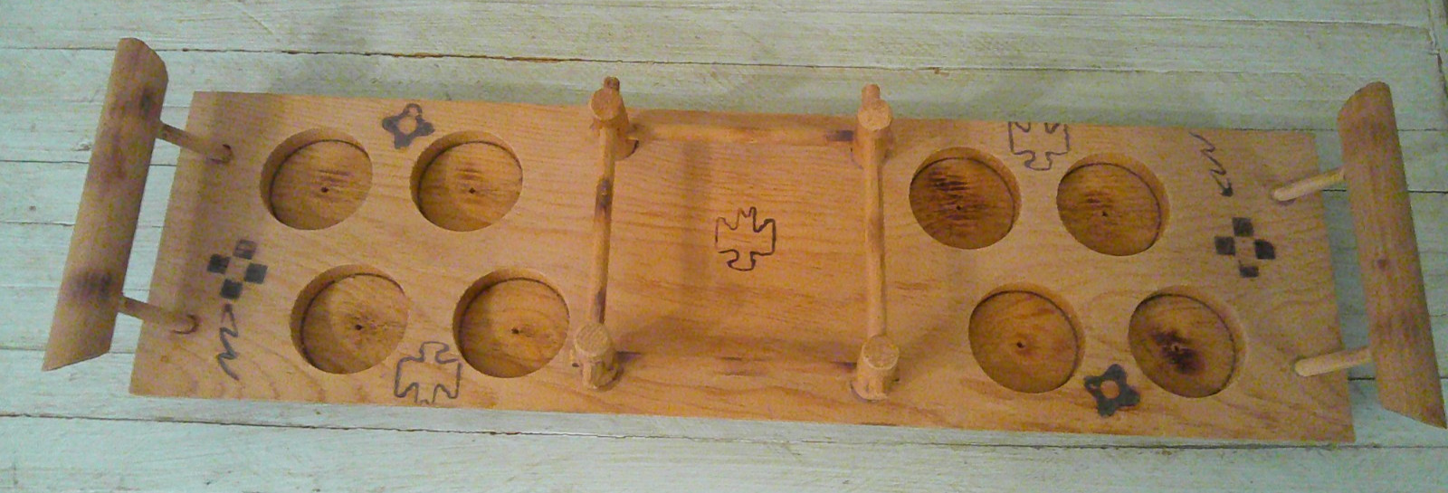 VINTAGE KNOX OIL ACEE FAMOUS OKLAHOMA INDIANS PITCHER/TUMBLER WOOD TRAY