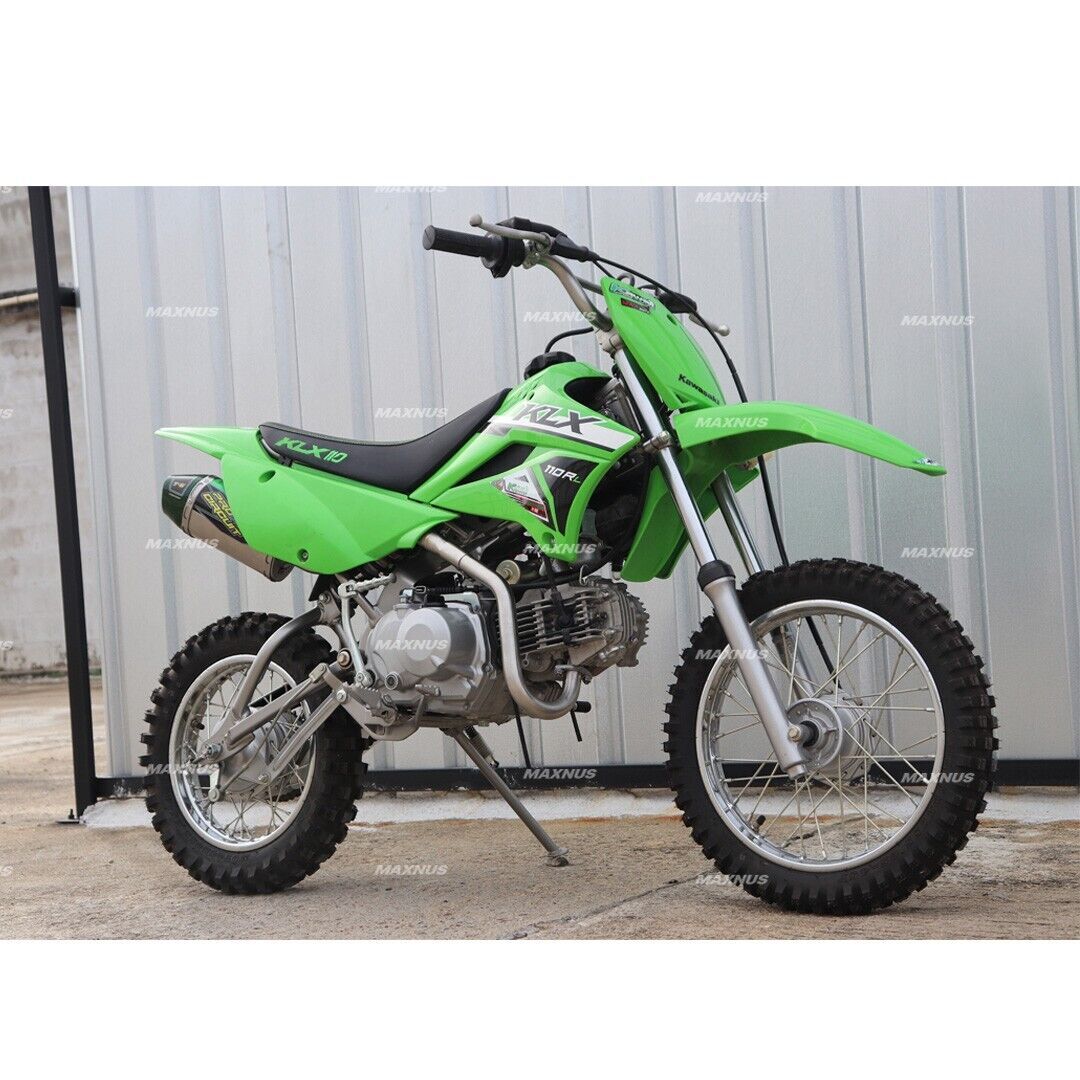 EXHAUST MUFFLER PIPE FULL SYSTEM CARBON GREEN FIT FOR KAWASAKI KLX110 KLX110L