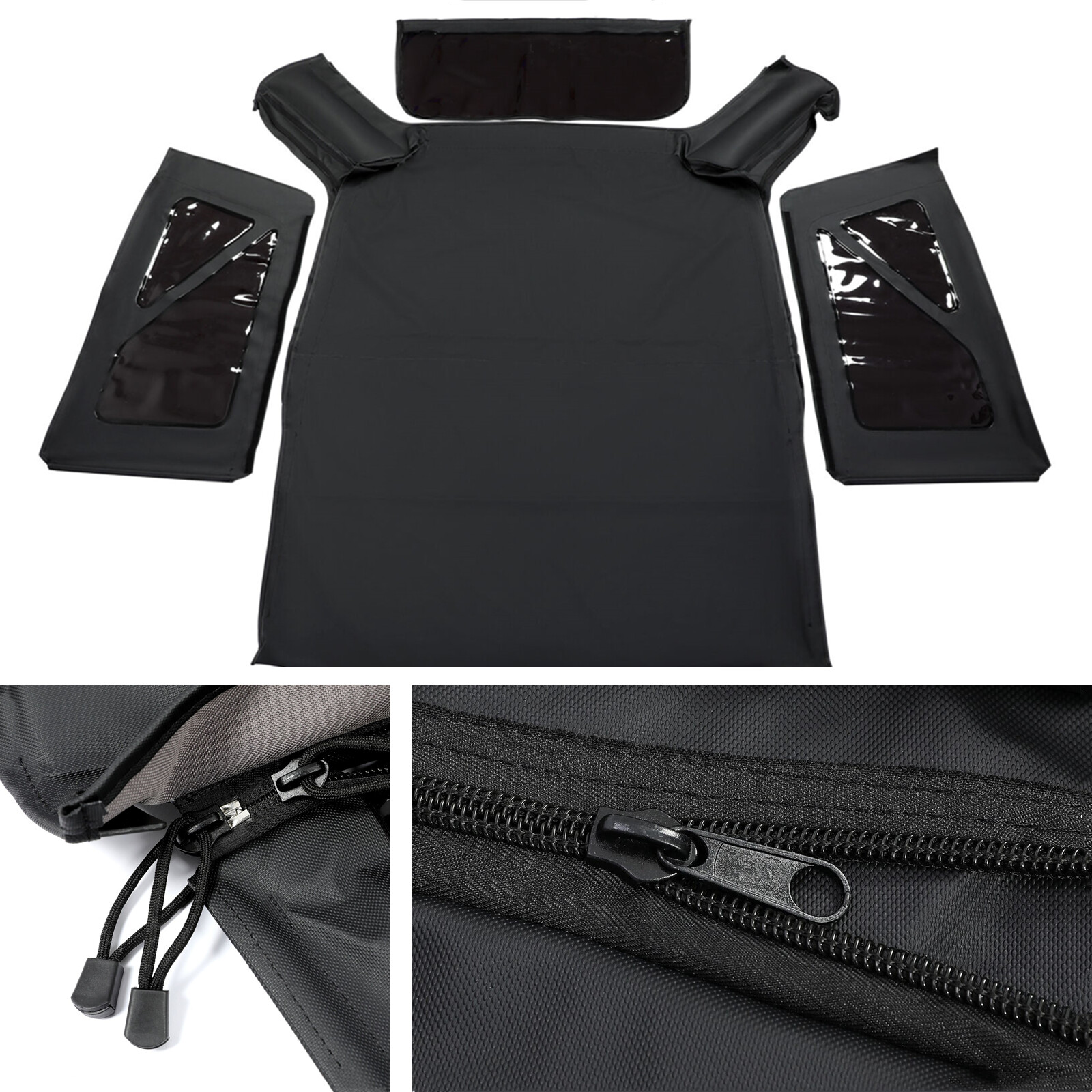 For Jeep Wrangler JK 2 Door 2007-2018 Soft Top + Tinted Zippered Rear Windows