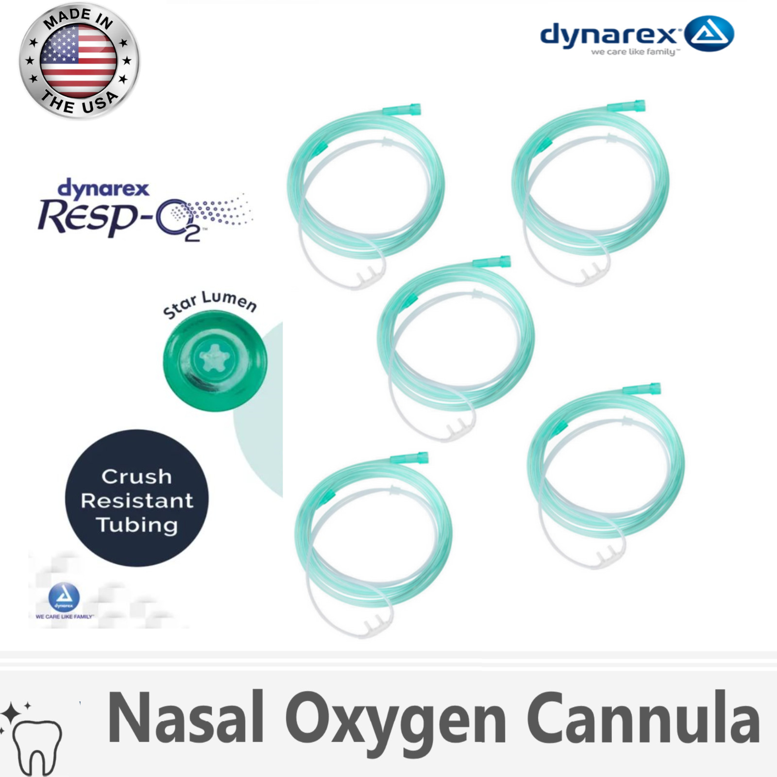 BOX OF 5 - 4 FT Adult Flexible Cushion Tip Soft Nasal Oxygen Cannulas NEW!