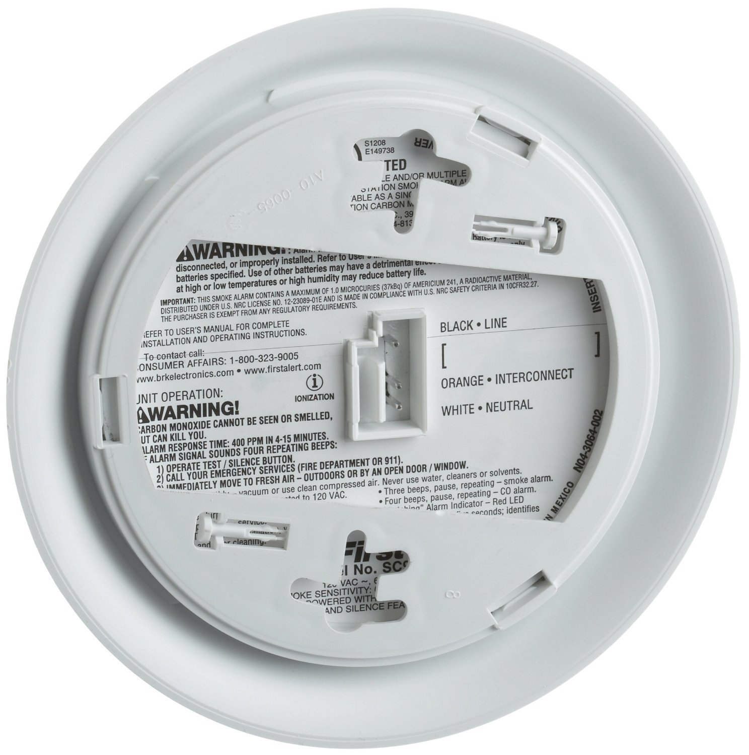 First Alert SC9120B Combination Carbon Monoxide & Smoke Alarm AC Power Authentic