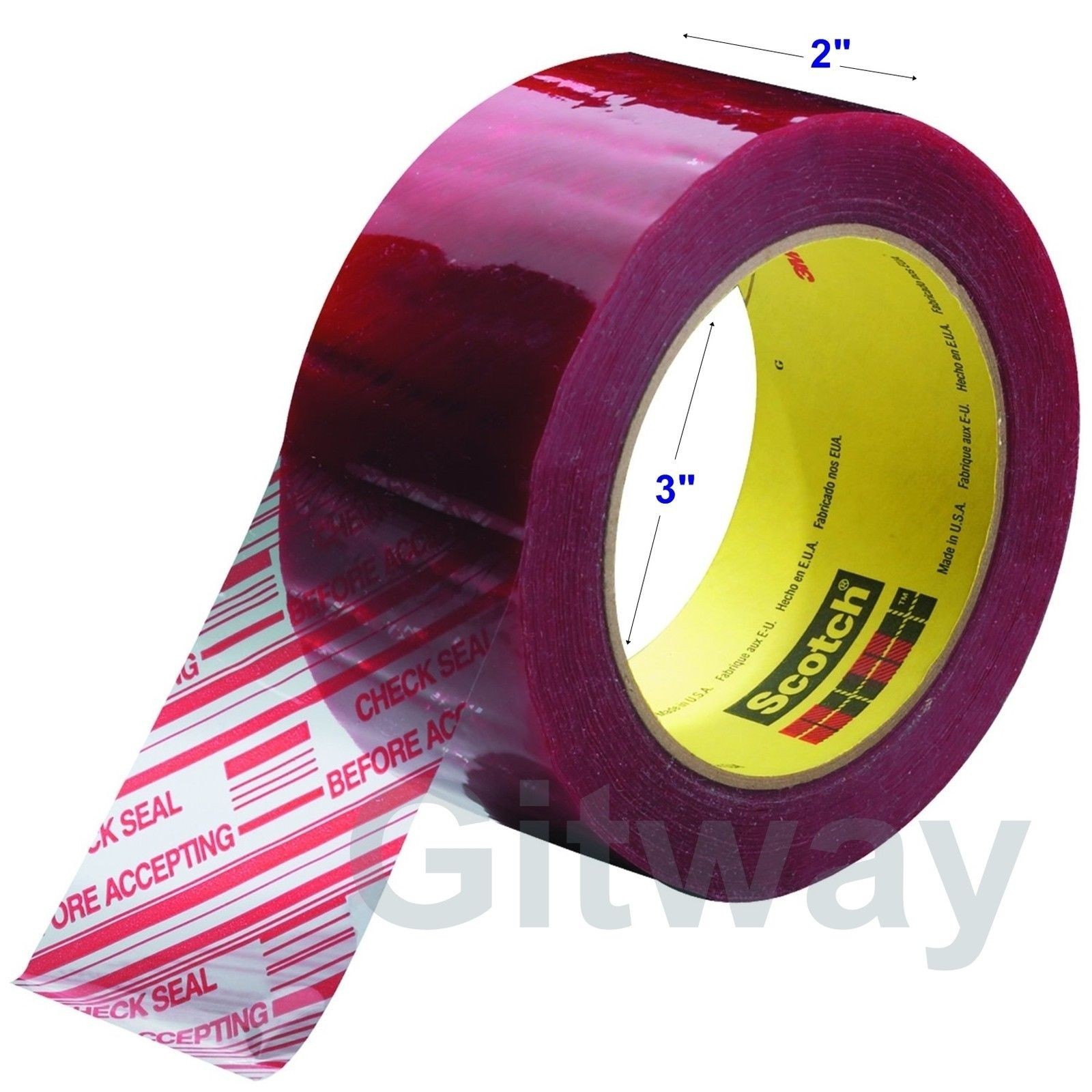 1 Roll 3M Pre-Printed Tamper Evident Security Packaging Box Tape 2"x 110 Yards