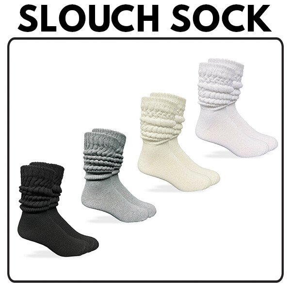 Jefferies Socks Mens Slouch Scrunch Thick Heavy Cotton Knit Crew Socks 3 Pair