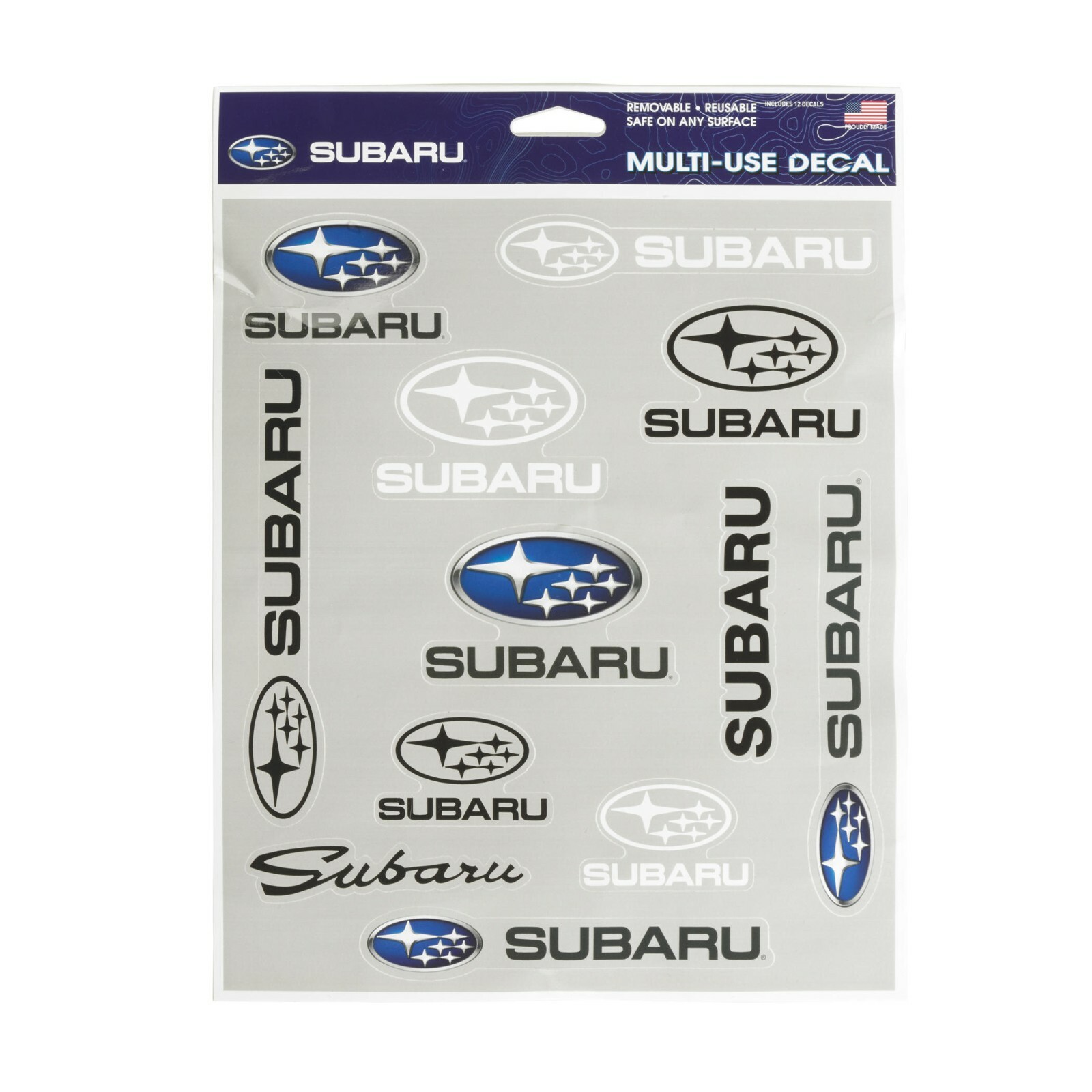 Subaru Logo Decal Sticker Sheet 12 pcs Set Removable Ascent Forester Wrx Sti