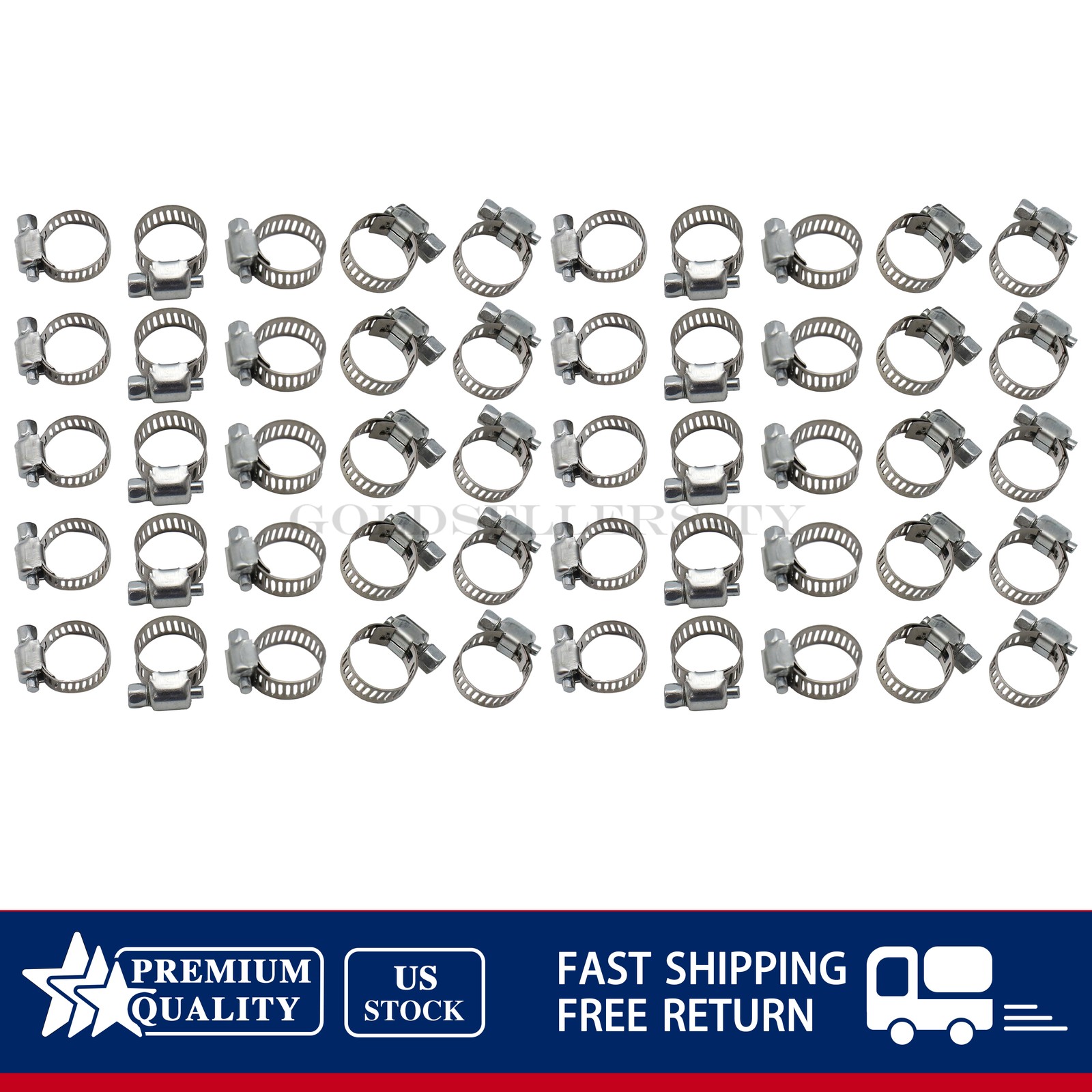 50x 3/8"-5/8" Stainless Steel Adjustable Drive Hose Clamps Fuel Line Worm Clip
