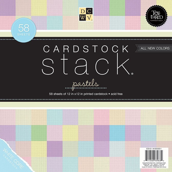 DCWV Cardstock Stack, Textured Pastels, 58 Sheets, 12 x 12 inches CS-014-00001
