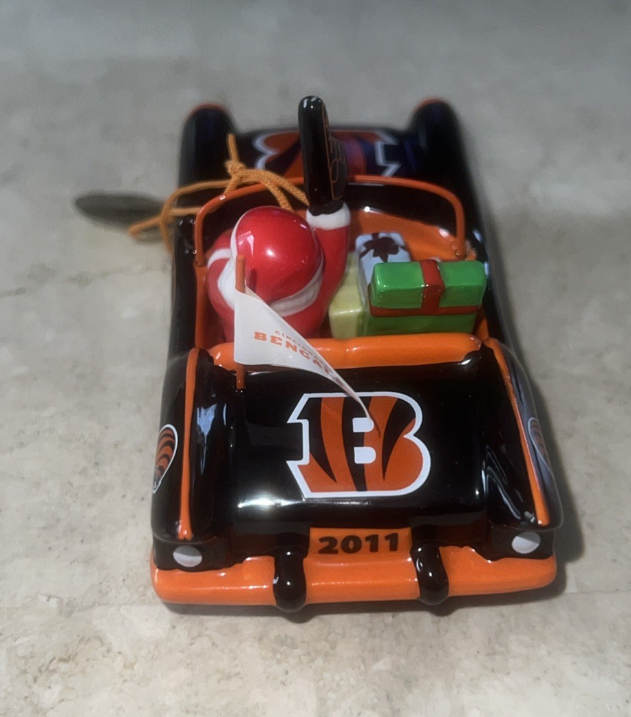 The Danbury Mint Cincinnati Bengals Porcelain Victory Car Christmas Ornament